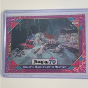 Topps Holographic Something Lurks Inside the Mountain Disneyland 70 Trading Card